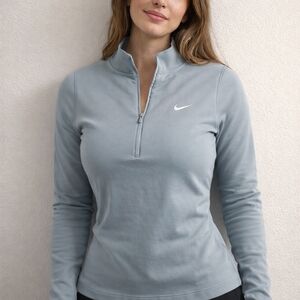 Nike Women's Soft Blue Quarter-Zip Sweatshirt